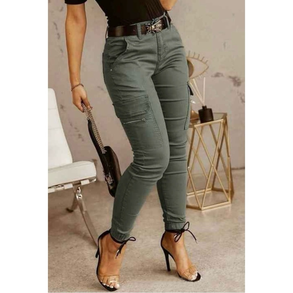 Gray High Waist Cargo Joggers – Size M | Never Worn; Color is Gray, Not Green